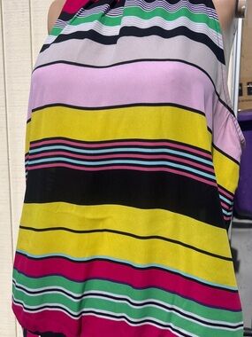 NY & Co 7th Avenue Multicolor Striped Halter Blouse Size L